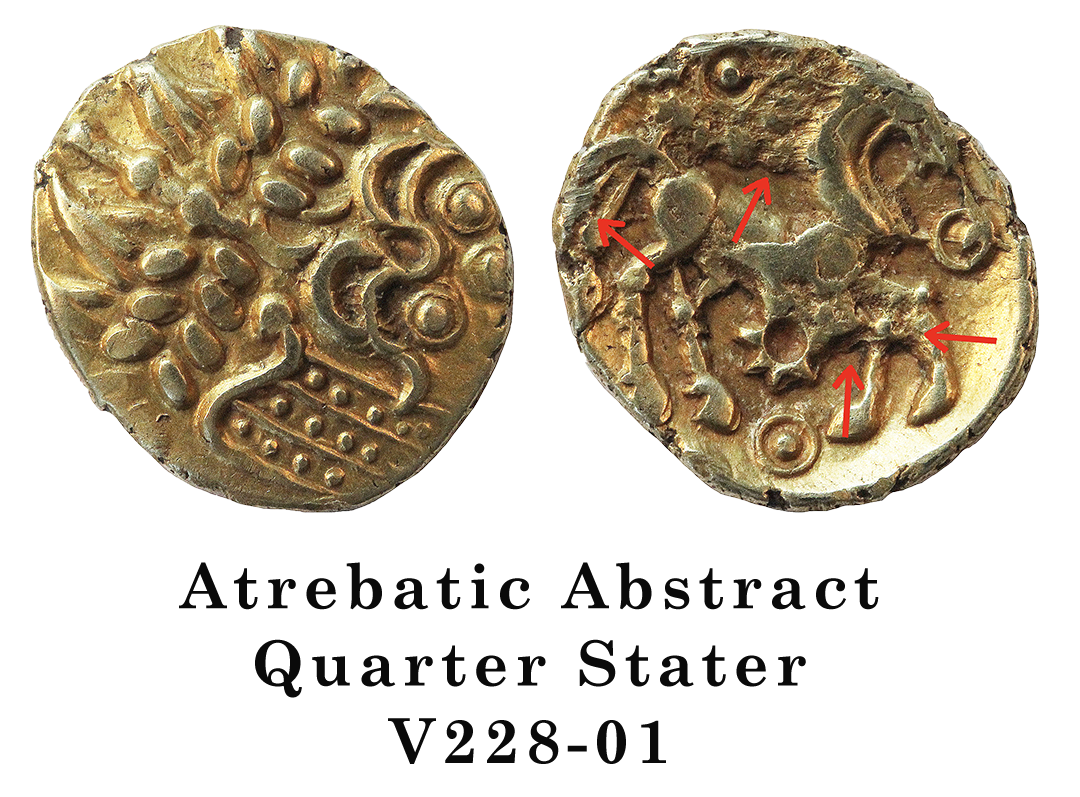 Atrebatic Abstract Quarter Stater with reverse die damage